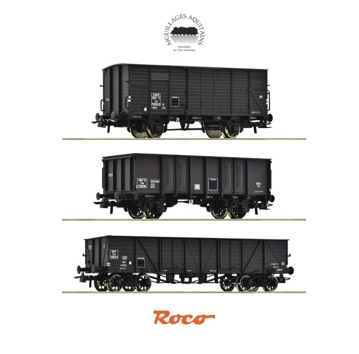 ROCO Wagons de fret, SNCF HO 2R Ep III réf 76004 - Coffret 3 pièces