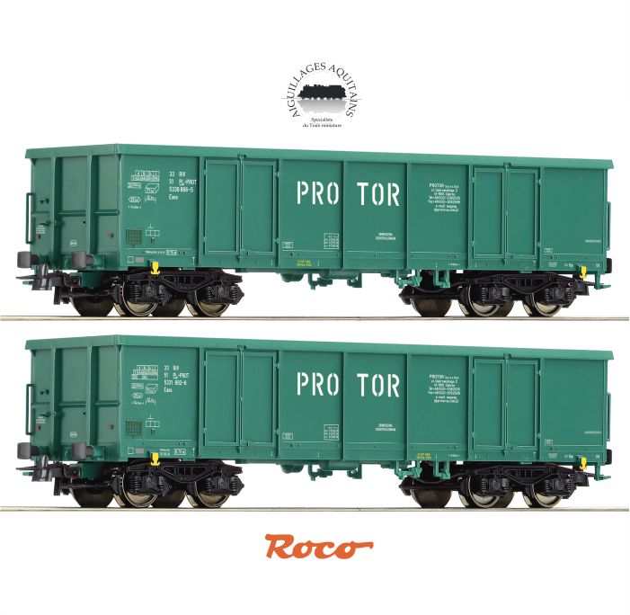 ROCO Wagon de fret ouvert, type Eaos (2 unités) SNCF HO 2R Ep VI réf 77032