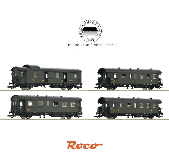 Wagon voyageur ROCO SNCF Ep III Ref 6200055 - coffret 4 pièces